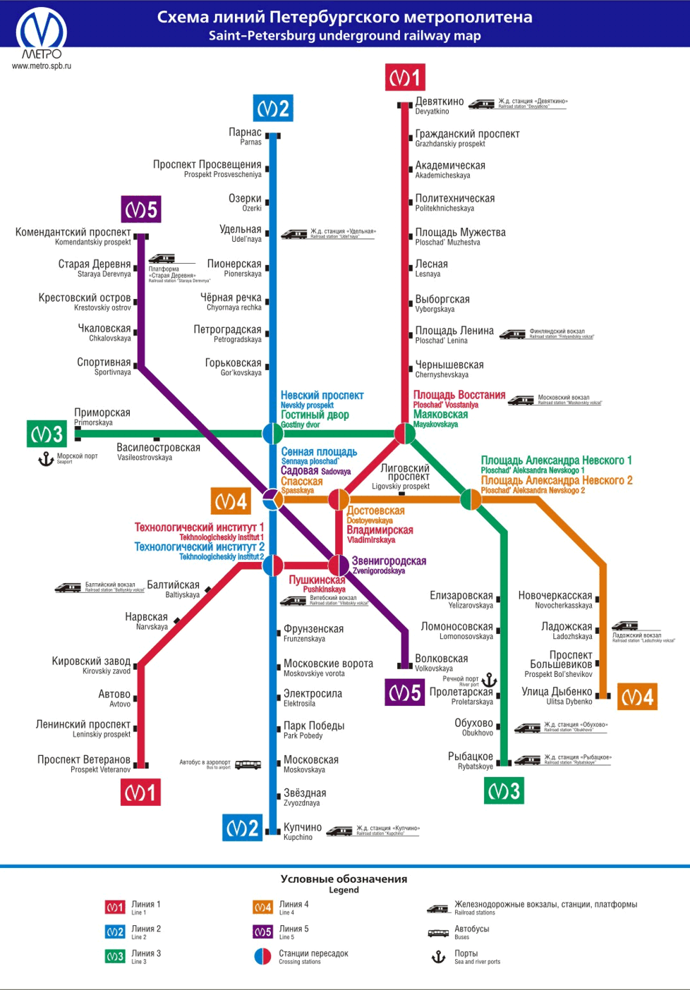 Карта-схема метро Санкт-Петербурга 